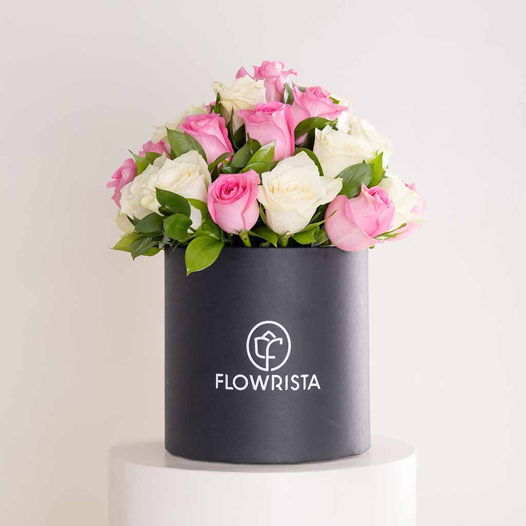 Flowrista Online Flowers Shop Flowrista White & Pink Rose Box
