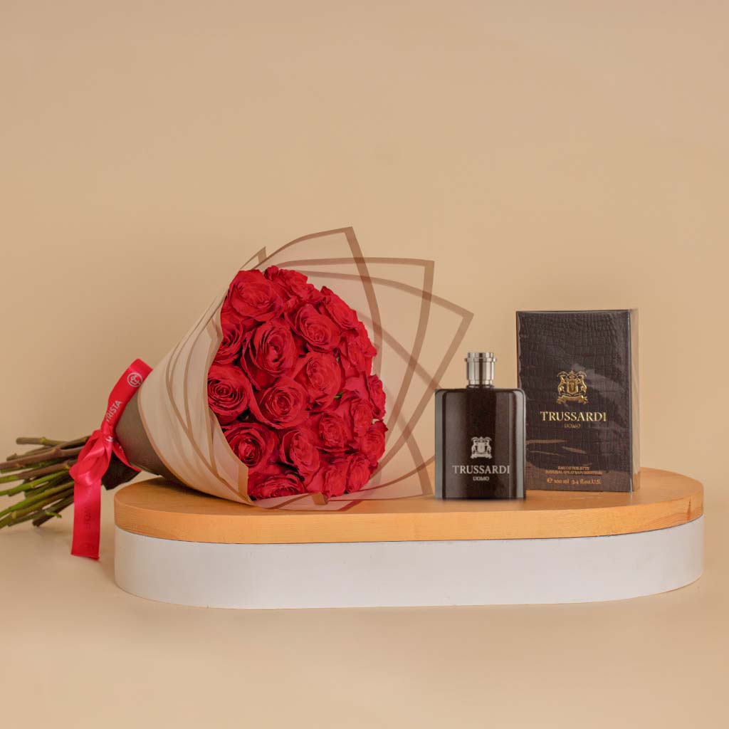Flowrista Online Flowers Shop Trussardi 1911 Uomo Heritage Edition 100 ml | Bouquet of 20 Red Roses