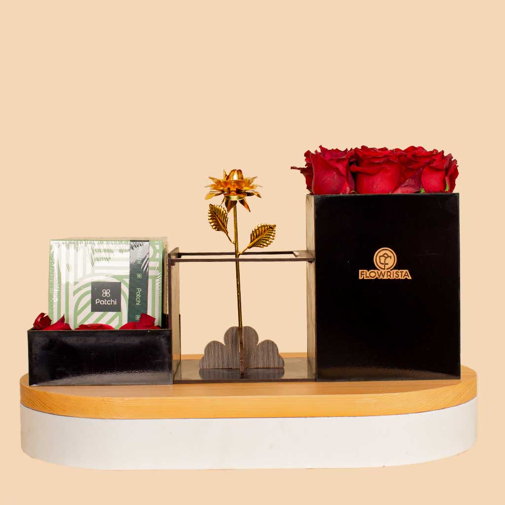 Flowrista Online Flowers Shop Patchi Chocolate Box and 9 red roses