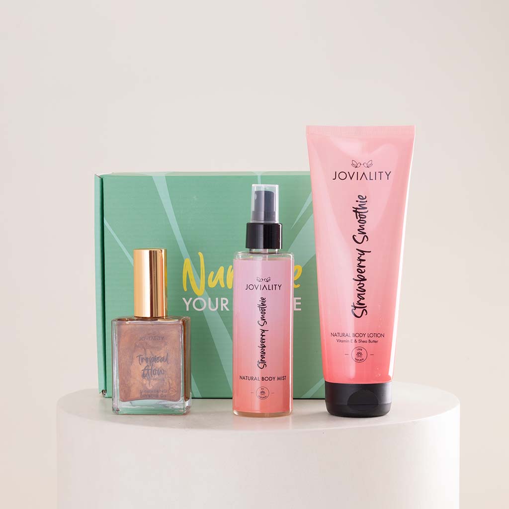 Flowrista Online Flowers Shop Joviality Strawberry Bronze Body Care Trio