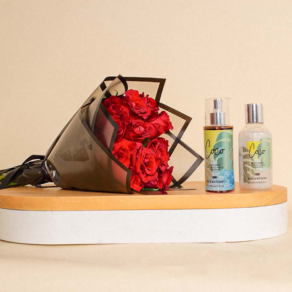 Flowrista Online Flowers Shop Soul & More Coco Set Of 2 | 15 Red Rose Bouquet