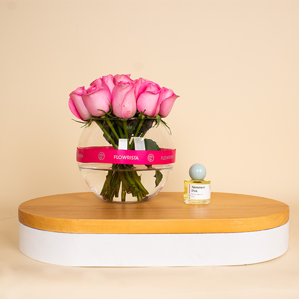 Flowrista Online Flowers Shop عطور نويت و فازة 15 وردة بينك