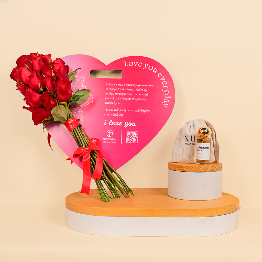 Flowrista Online Flowers Shop Nuit Fragrances Crimson Brew And 15 Red Roses