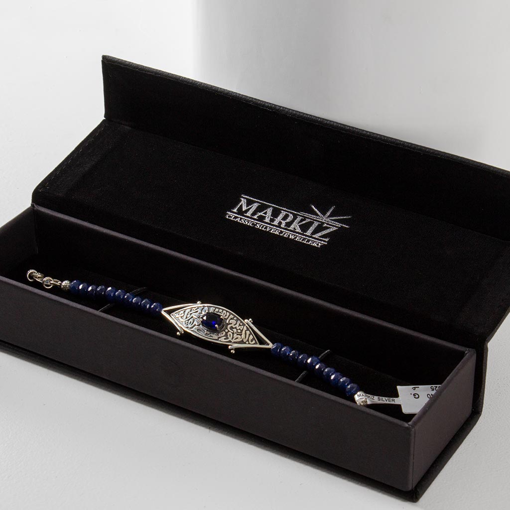 Flowrista Online Flowers Shop Markiz Luxury Bracelet – Zircon & Blue Jade 925 Silver