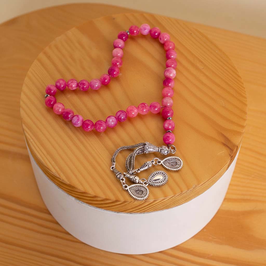 Flowrista Online Flowers Shop Pink Turquoise Misbaha - 33 Beads (10mm)