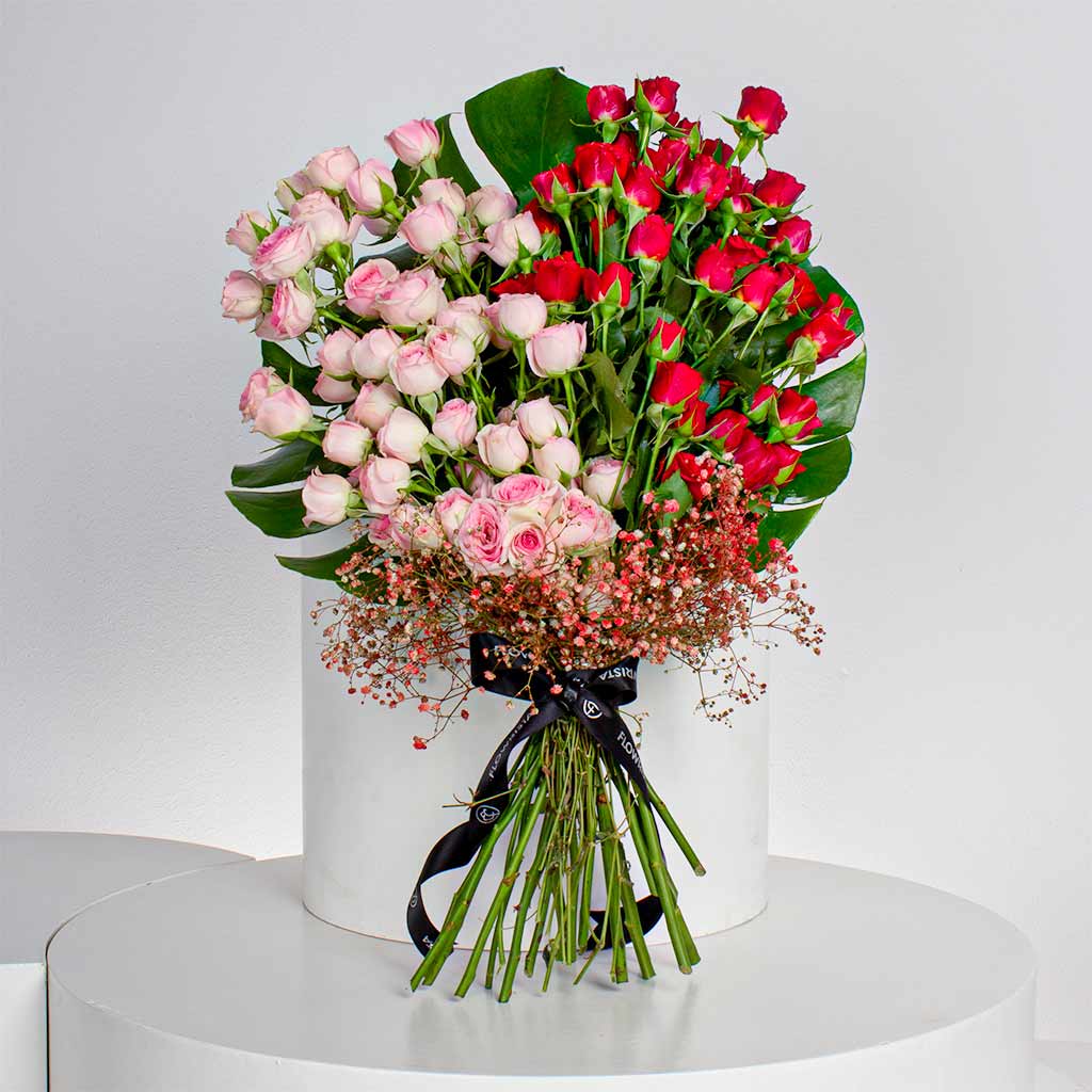 Flowrista Online Flowers Shop Pink & Red Baby Roses Bouquet