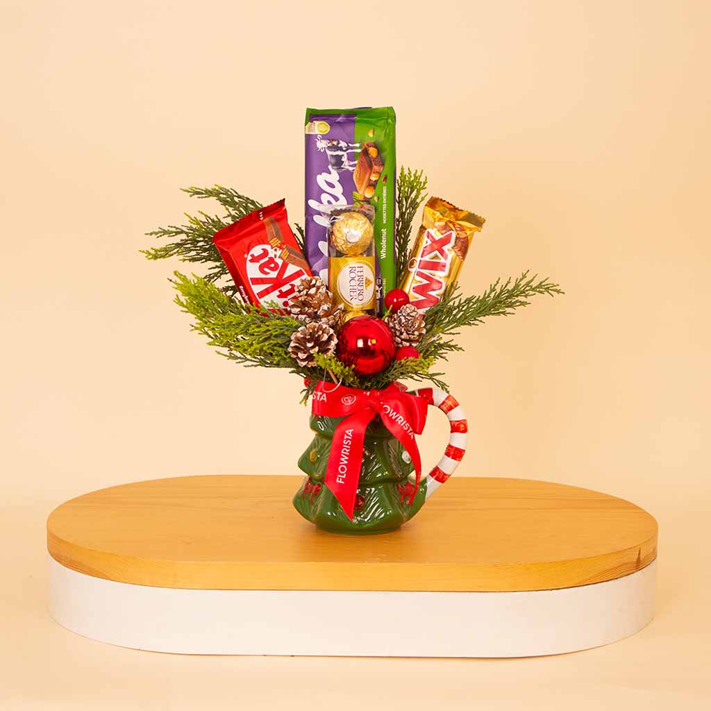 Flowrista Online Flowers Shop Fokharista Tree Mug with New Year Chocolates