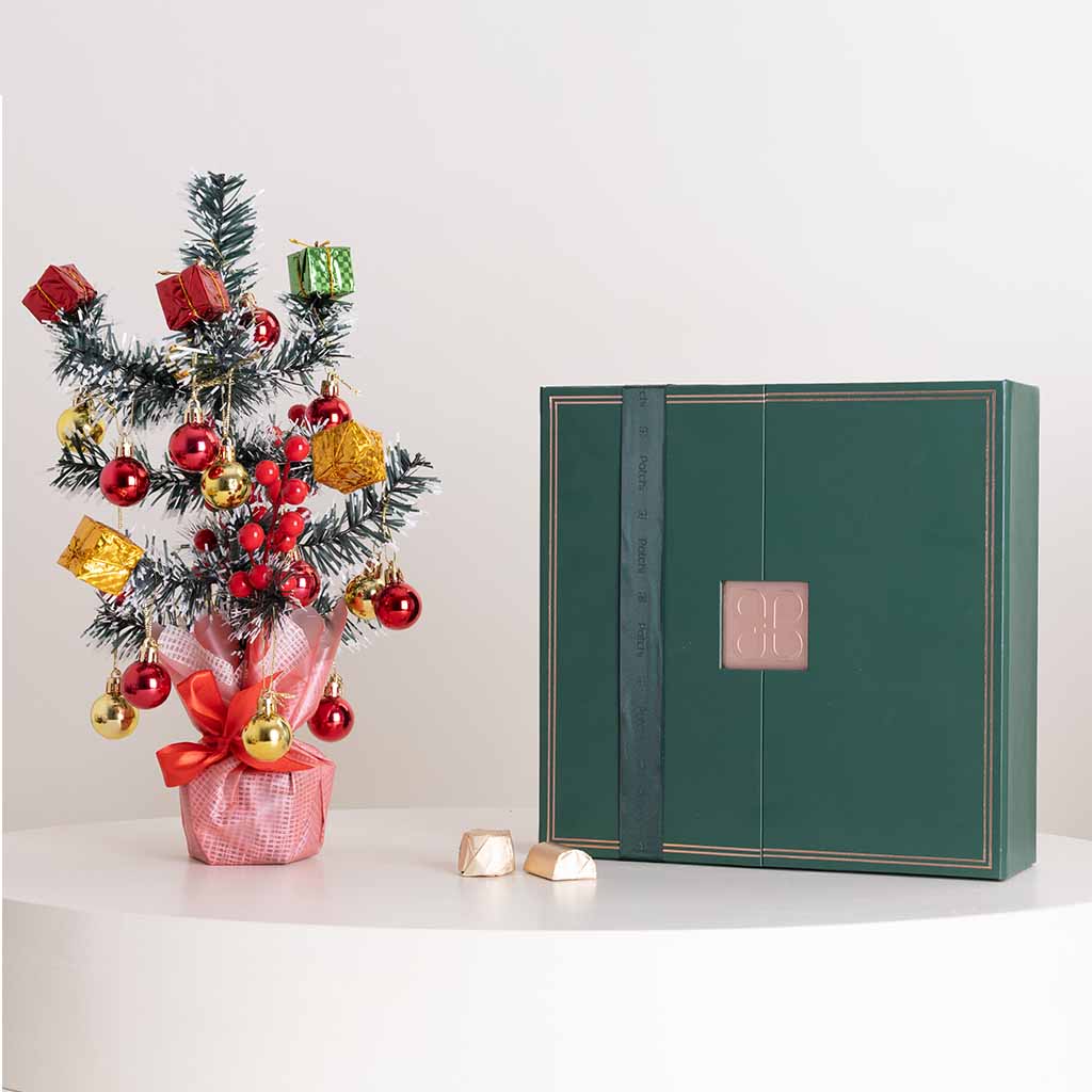 Flowrista Online Flowers Shop علبة باتشي لي سيجنتشرز برستيج 940 غرام وشجرة رأس السنة المصغرة